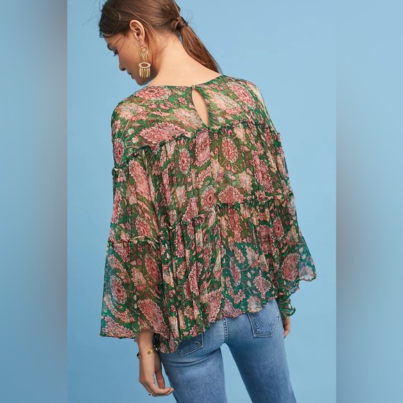 NE QUITTEZ PAS by ANTHROPOLOGIE NWOT Tiered Chiffon Blouse - Picture 2 of 8